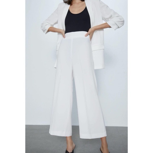 Zara High Waist Wide Leg Culotte Pants Trousers - Picture 3 of 5